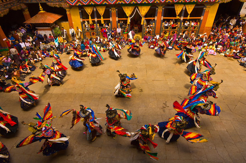 Black Hat Dance, Paro Tsechu (festival), Paro Dzong, Paro, Bhutan